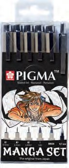 Набор капиллярных ручек Sakura Pigma Micron Manga 6 предметов