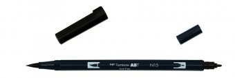 Маркер-кисть Tombow ABT Dual Brush Pen N15 черный