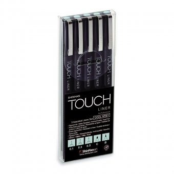 Набор Touch Liner 5 шт. (холодный серый 0.1, 0.3 и 0.5mm, Сhisel, Вrush)