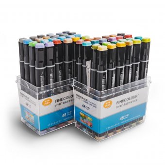 Набор спиртовых маркеров Finecolour Sketch Brush Marker 48 штук