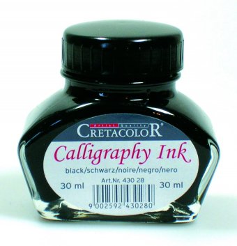 Чернила для каллиграфии CretacoloR, цвет - черный, 30 мл в стеклянной бутылке