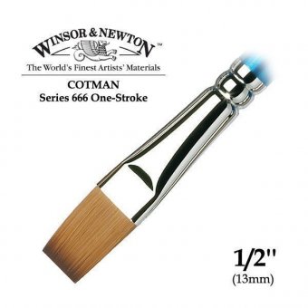 Кисть Winsor&Newton Cotman 666, синтетика, плоская №1/2", длинная ручка