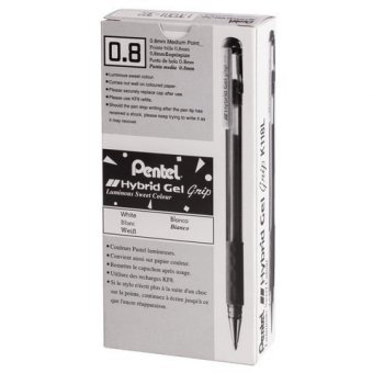 Гелевая белая ручка "Hybrid Gel Grip" K118-LW PENTEL