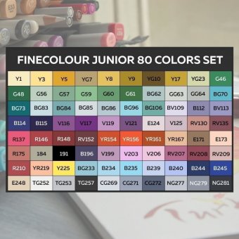 Набор маркеров для цветной графики Finecolour Junior 80 цветов