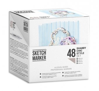 Набор маркеров на спиртовой основе Sketchmarker Shabby Chic style 48шт Шебби шик, пластиковый бокс