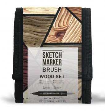 Набор маркеров на спиртовой основе Sketchmarker BRUSH Wood Set 12шт древесные оттенки, сумка органайзер