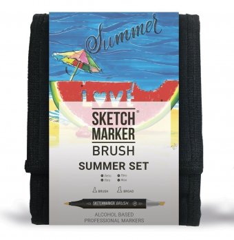 Набор маркеров на спиртовой основе Sketchmarker BRUSH Summer Set 12шт лето, сумка органайзер