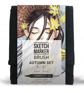 Набор маркеров на спиртовой основе Sketchmarker BRUSH Autumn Set 12шт осень, сумка органайзер