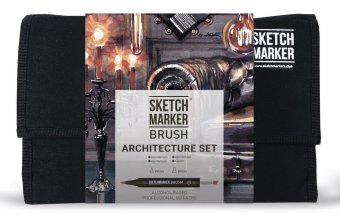 Набор маркеров на спиртовой основе Sketchmarker BRUSH Architecture Set 24шт архитектура, сумка органайзер
