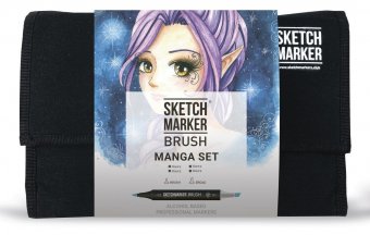 Набор маркеров на спиртовой основе Sketchmarker BRUSH Manga set 24шт Манга, сумка органайзер