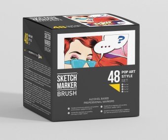 Набор маркеров на спиртовой основе Sketchmarker BRUSH Pop Art style 48шт поп арт, пластиковый бокс