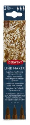 Набор капиллярных ручек Derwent Line Maker 3шт сепия