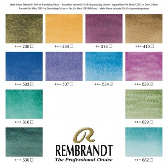 Набор акварельных красок Rembrandt Granulating 12 цветов по 10 мл, упаковка металл