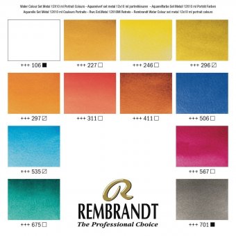 Набор акварельных красок Rembrandt Портрет 12 цветов по 10 мл, упаковка металл