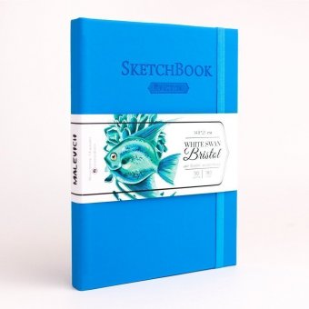 Скетчбук Малевичъ для графики и маркеров Bristol Touch, голубой, 180 г/м, А5 см, 50л