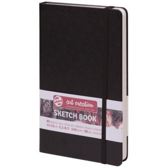 Скетчбук 80л. А5 7БЦ "Art Creation. Черный", 140г/м2, на рез., ляссе, слон.кость
