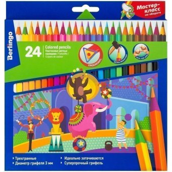 Карандаши цветные пластиковые Berlingo "Цирк", 24 цвета