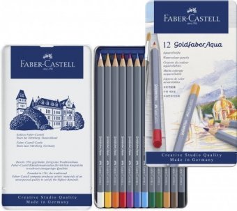Карандаши акварельные художественные Faber-Castell "Goldfaber Aqua", 12 цветов, метал. коробка