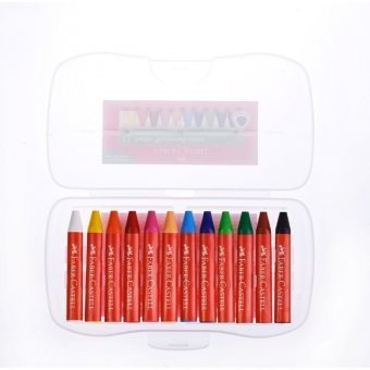 Мелки восковые утолщенные Faber-Castell "Jumbo", 12  цветов, трехгранные, пластиковая упаковка