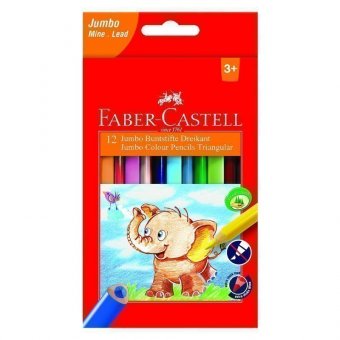 Карандаши цветные Faber-Castell "Jumbo" 12 цветов, трехгранные, с точилкой