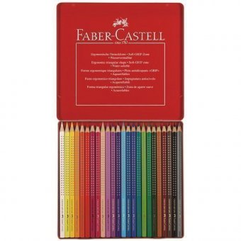 Карандаши цветные Faber-Castell "Grip", 24 цвета, трехгранные, метал. упак.