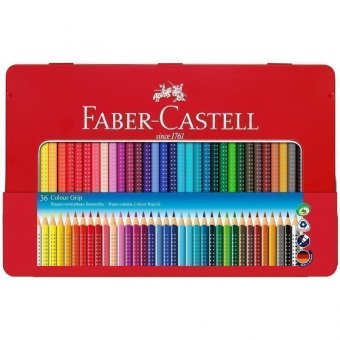 Карандаши цветные Faber-Castell "Grip", 36 цветов, трехгранные, металлическая упаковка