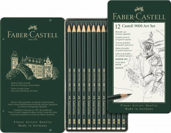 Набор карандашей ч/г Faber-Castell "Castell 9000 Art Set", 12шт., 2H-8B, метал. кор.
