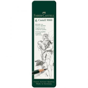 Набор карандашей ч/г Faber-Castell "Castell 9000", 06шт., HB-8B, метал. кор.