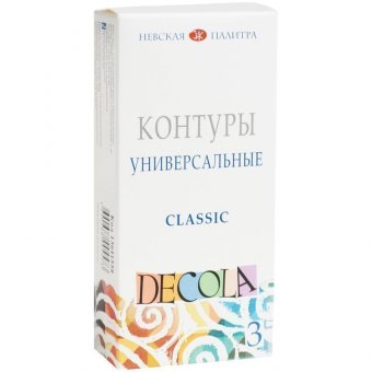 Контуры акриловые универсальные Decola, 03 цвета, Classic, 18мл, картон