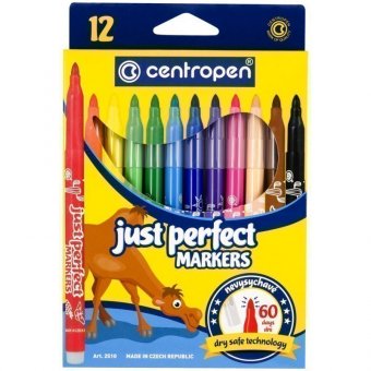 Фломастеры Centropen "Just Perfect", 12цв., трехгранные, смываемые, устойч. к высыханию, картон, европодвес