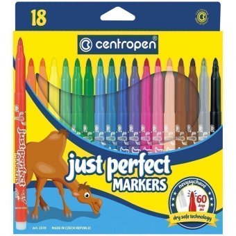 Фломастеры Centropen "Just Perfect", 18цв., трехгранные, смываемые, устойч. к высыханию, картон, евр