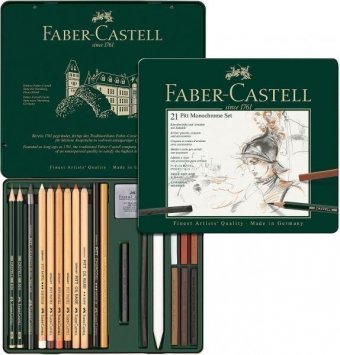 Набор художественных изделий Faber-Castell "Pitt Monochrome", 21 предмет, метал. кор.