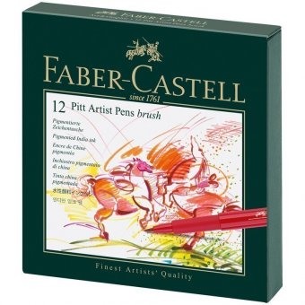 Набор капиллярных ручек Faber-Castell "Pitt Artist Pen Brush" ассорти, 12шт., студийная коробка
