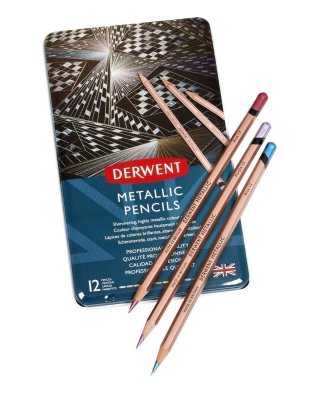 Набор цветных карандашей Metallic 12 цв в металлической упаковке