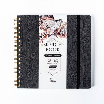 Скетчбук Малевичъ для акварели "Black wood", Torchon, 250 г/м, 21х21, 25л