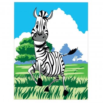 Раскраска по номерам ЮНЛАНДИЯ "ЗЕБРА" А4 (акриловые краски, кисть) 661593