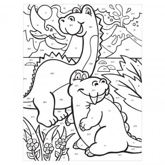 Раскраска по номерам ЮНЛАНДИЯ "Динозавры" А4 (акриловые краски, кисть) 661595