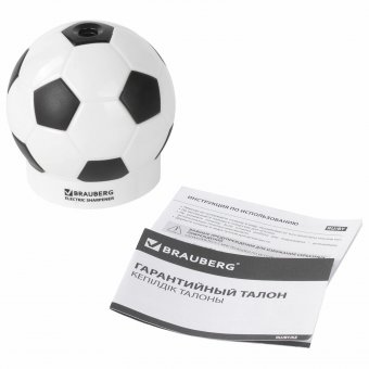 Точилка электрическая BRAUBERG "Football", питание от 4 батареек АА, доп сменное лезвие 228427