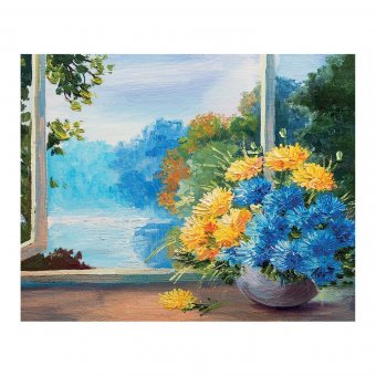 Холст на картоне с контуром BRAUBERG ART CLASSIC "БУКЕТ" 30х40 см, грунтованный 191540