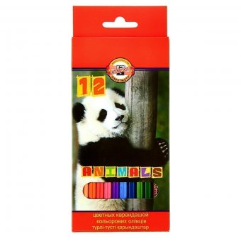 Карандаши цветные KOH-I-NOOR "Animals" 12 цветов, грифель 2,8 мм, 3552012008KSRU