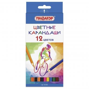 Карандаши цветные ПИФАГОР "БЫСТРЕЕ! ВЫШЕ! СИЛЬНЕЕ!" 12 цветов 181356