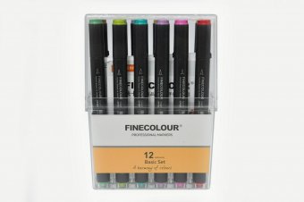 Набор спиртовых маркеров Finecolour mini Brush 12 цветов