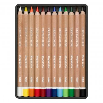 Набор цветных карандашей CretacoloR Mega color в металлической коробке, диаметр стержня 6,4 мм, 12 цветов
