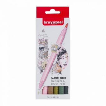 Набор двусторонних линеров Bruynzeel Brushpen Токио 6 цв