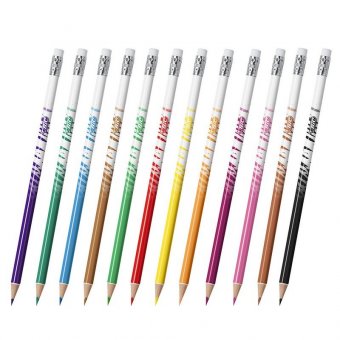 Карандаши цветные стираемые с ластиком BIC "Kids Evolution Illusion", 12 ЦВЕТОВ, европодвес, 987868