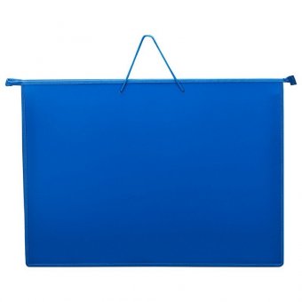 Папка для рисунков и чертежей на молнии с ручками ПИФАГОР А2, 1 отделение, пластик, ручки-шнурок, синяя, 27087