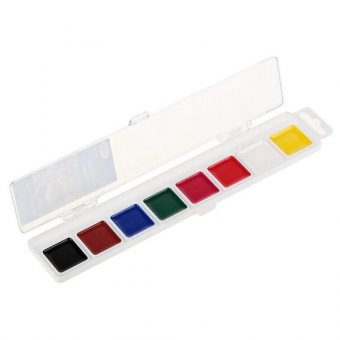 Краски акварельные ГАММА "Классическая", 8 цветов, медовая, без кисти, пластиковая коробка, европодвес, 100919
