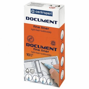 Ручка капиллярная (линер) СИНЯЯ CENTROPEN "Document", трехгранная, линия письма 0,1 мм, 2631/0,1, 2 2631 0110