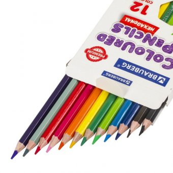Карандаши цветные BRAUBERG PREMIUM, 12 цветов, шестигранные, грифель мягкий 3,3 мм, 181656