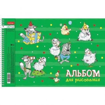 Альбом для рисования А4 40 л., спираль, обложка картон, HATBER, 205х290 мм, "Забавы" (4 вида в спайке), 40А4Вс